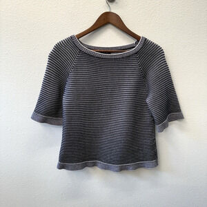 Worth New York Sweater Womens Size S Blue White Stripe Cotton Beachy Coastal